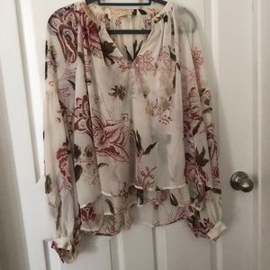 Lucky Brand Floral Cuff Sleeve Blouse